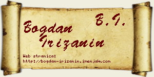 Bogdan Irižanin vizit kartica